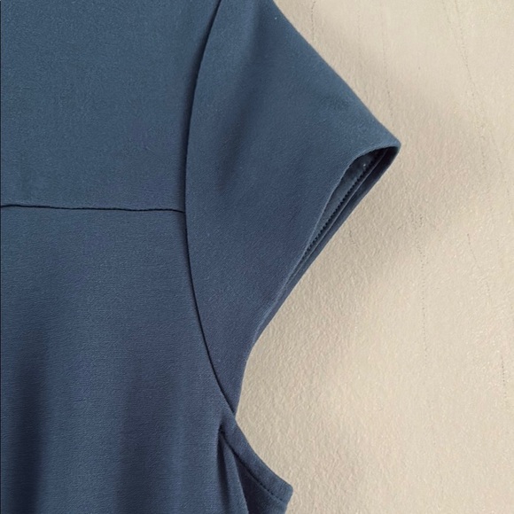 Ann Taylor Blue Ponte Flare Midi Dress - Picture 9 of 10